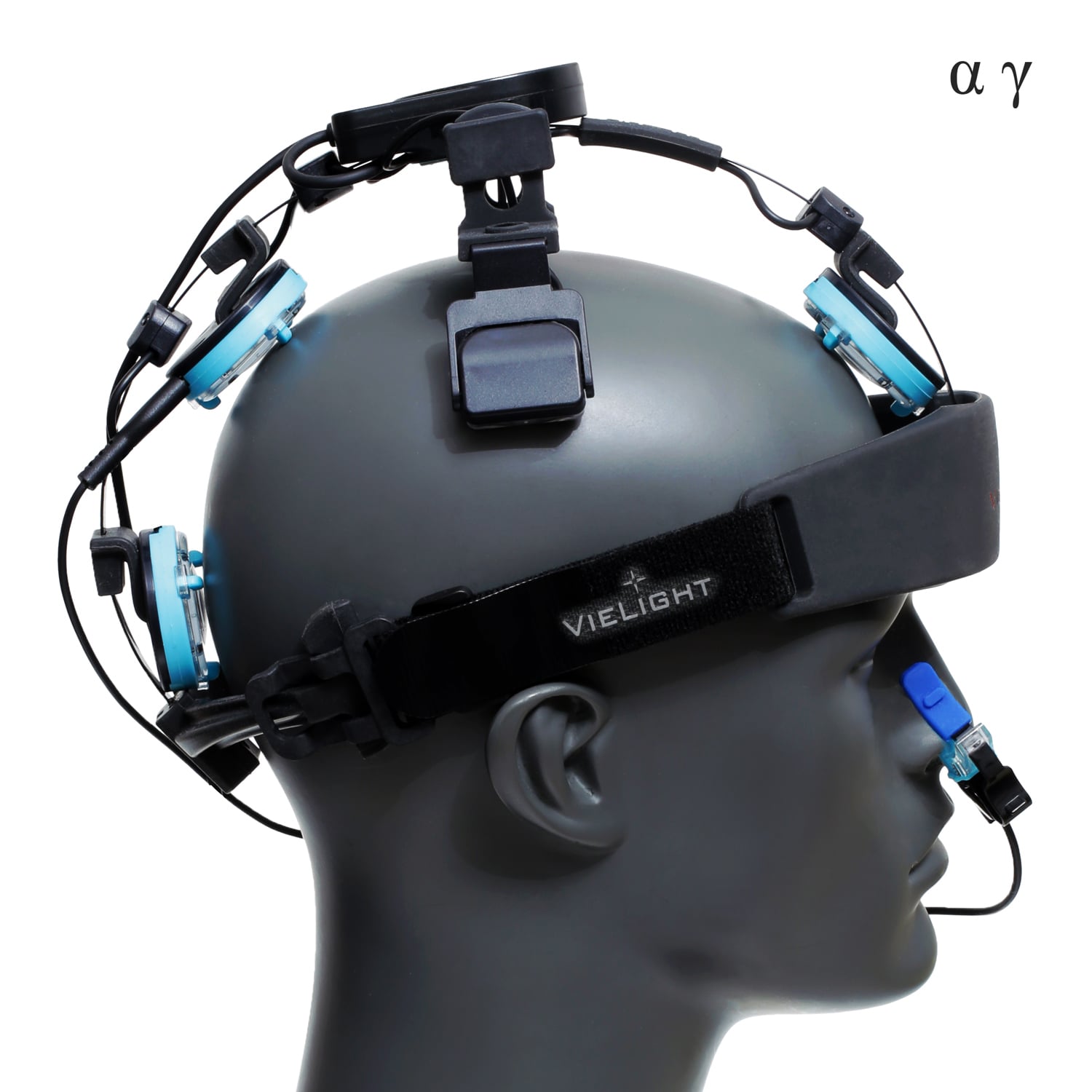 Vielight Neuro Duo 4 headset and nasal applicator shown on a mannequin head.