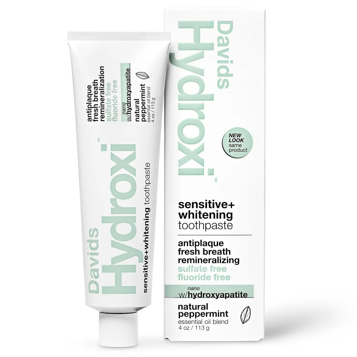 Davids Hydroxi Sensitive and Whitening toothpaste tube and box