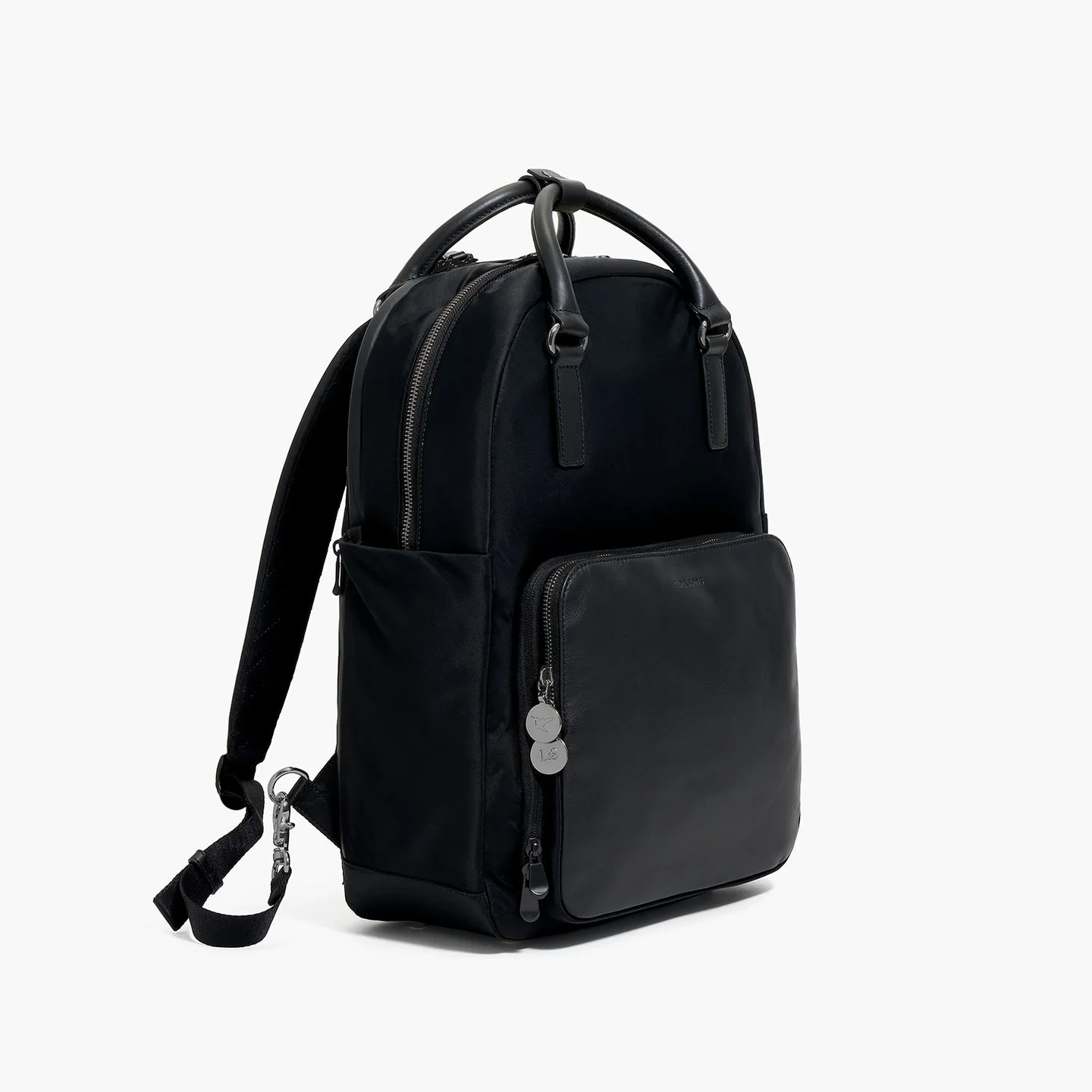 Black Lo & Sons Rowledge 2 nylon laptop backpack with gunmetal hardware