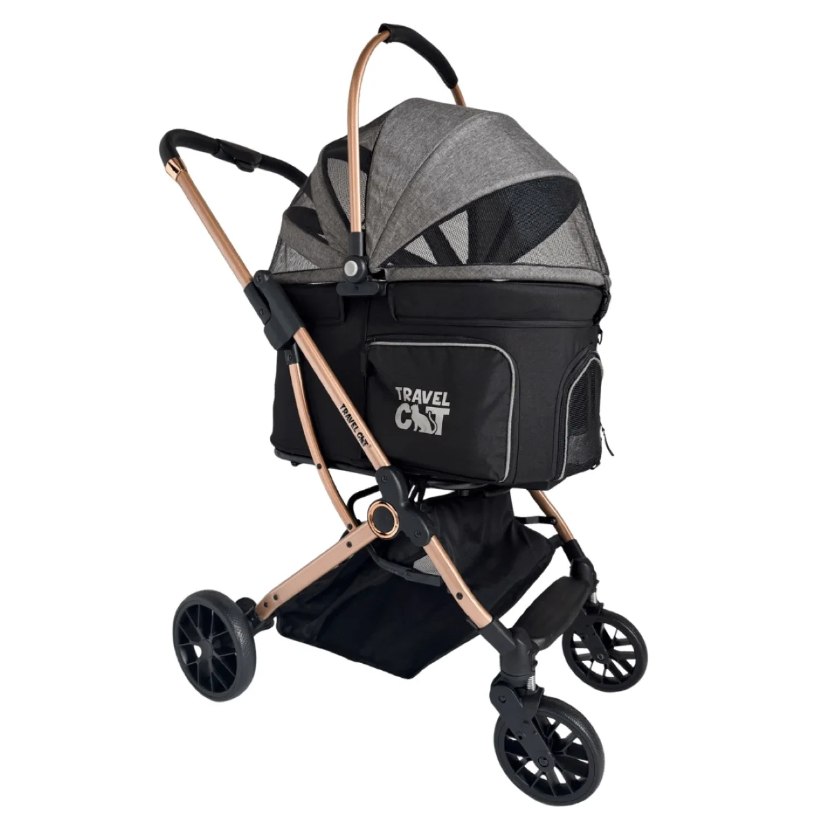 Black Travel Cat Whisker Wagon deluxe cat stroller