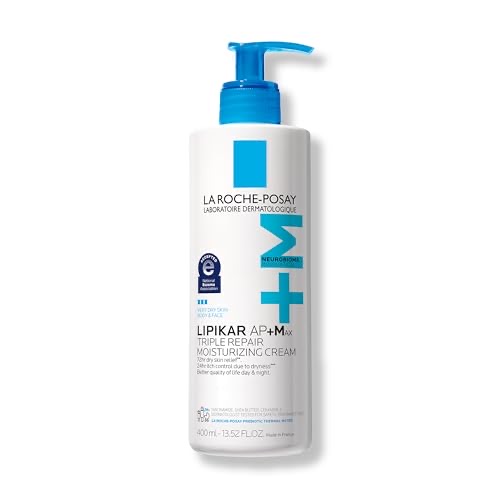 White pump bottle of La Roche-Posay Lipikar AP+MAX moisturizing cream